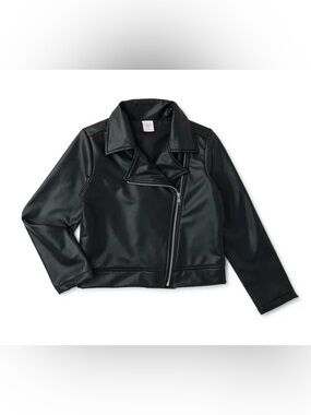 Wonder Nation Girls Long Sleeve Faux Leather Moto Jacket size XL black city chic
